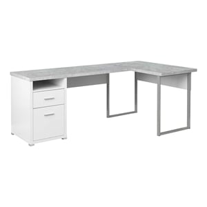 Pemberly Row Corner Computer Desk Home Office 80&quotL L-Shape Metal Grey White