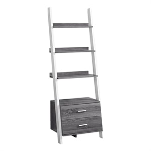 Pemberly Row Bookshelf Etagere Ladder 4-Tier 69&quotH Office/Bedroom Laminate Grey