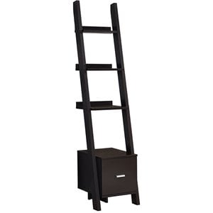 Pemberly Row Corner Bookshelf Etagere Ladder 69&quotH Office/Bedroom Laminate Brown