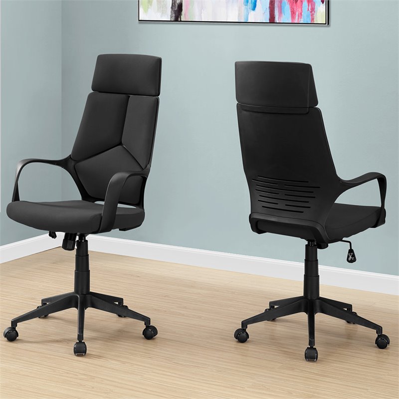 Pemberly Row Office Chair Swivel Ergonomic Armrests Computer Desk Metal Black