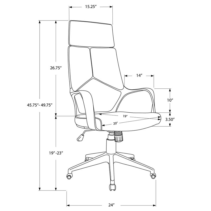 Pemberly Row Office Chair Swivel Ergonomic Armrests Computer Desk Metal Black