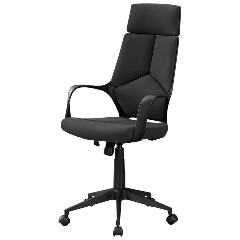 Pemberly Row Office Chair Swivel Ergonomic Armrests Computer Desk Metal Black