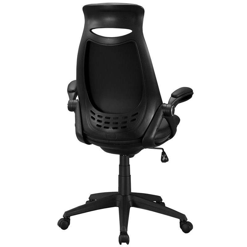 Pemberly Row Office Chair Swivel Ergonomic Armrests Computer Desk Metal Black