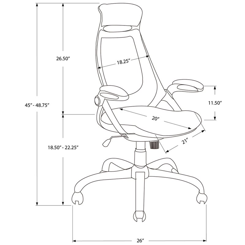 Pemberly Row Office Chair Swivel Ergonomic Armrests Computer Desk Metal Black