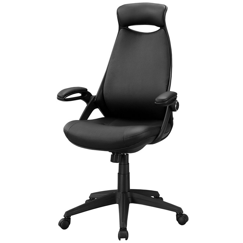 Pemberly Row Office Chair Swivel Ergonomic Armrests Computer Desk Metal Black