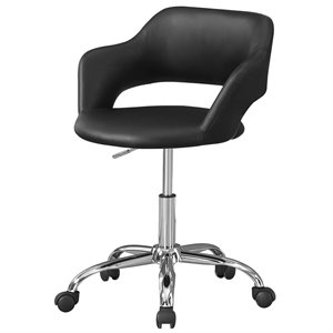 Pemberly Row Office Chair Swivel Ergonomic Armrests Computer Desk Metal Black