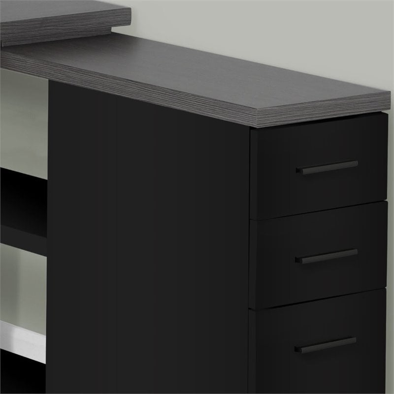 Pemberly Row Corner Computer Desk Home Office L-Shape Metal Black