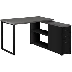 Pemberly Row Corner Computer Desk Home Office L-Shape Metal Black