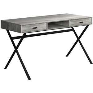 Pemberly Row Computer Desk Home Office Laptop Storage Drawers 48&quotL Metal Grey