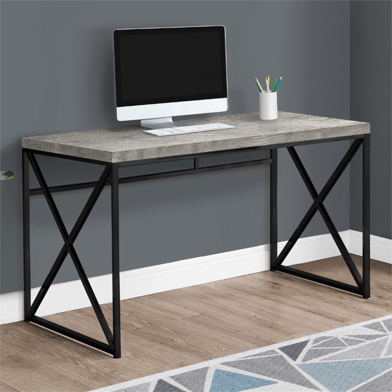 Pemberly Row Computer Desk Home Office Laptop Metal Laminate Grey Black