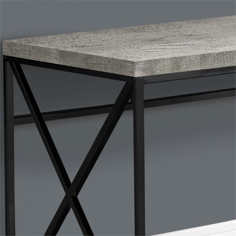 Pemberly Row Computer Desk Home Office Laptop Metal Laminate Grey Black