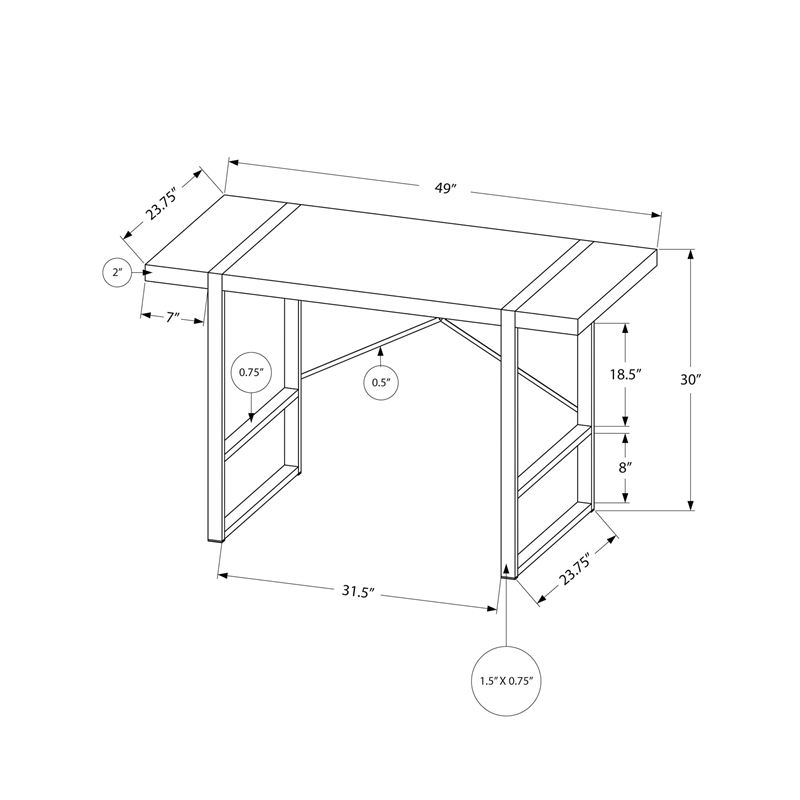 Pemberly Row Computer Desk Home Office Laptop 48