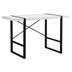 Pemberly Row Computer Desk Home Office Laptop 48&quotL Metal Laminate White Black