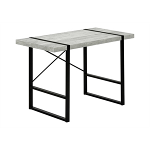 Pemberly Row Computer Desk Home Office Laptop 48&quotL Metal Laminate Grey Black