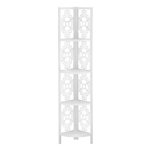 Pemberly Row Corner Bookshelf Etagere 4-Tier 62&quotH Office/Bedroom Metal White