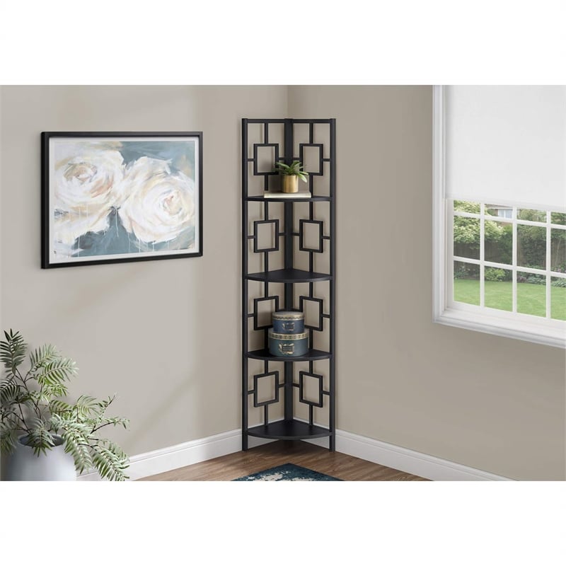 Pemberly Row Corner Bookshelf Etagere 4-Tier 62