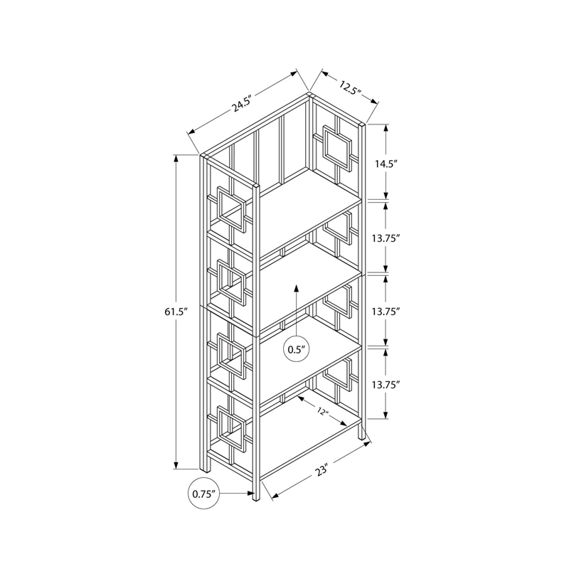 Pemberly Row Corner Bookshelf Etagere 4-Tier 62