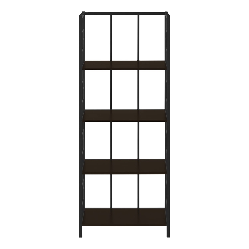 Pemberly Row Bookshelf Bookcase Etagere 4-Tier Office/Bedroom Metal Brown -Black