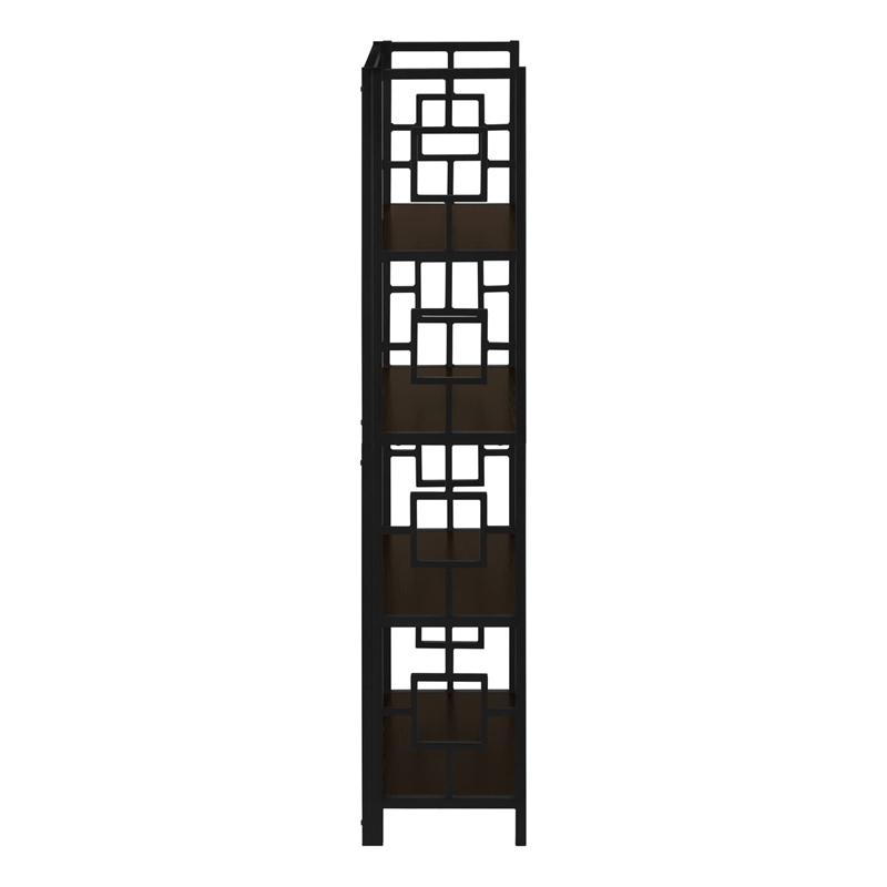 Pemberly Row Bookshelf Bookcase Etagere 4-Tier Office/Bedroom Metal Brown -Black