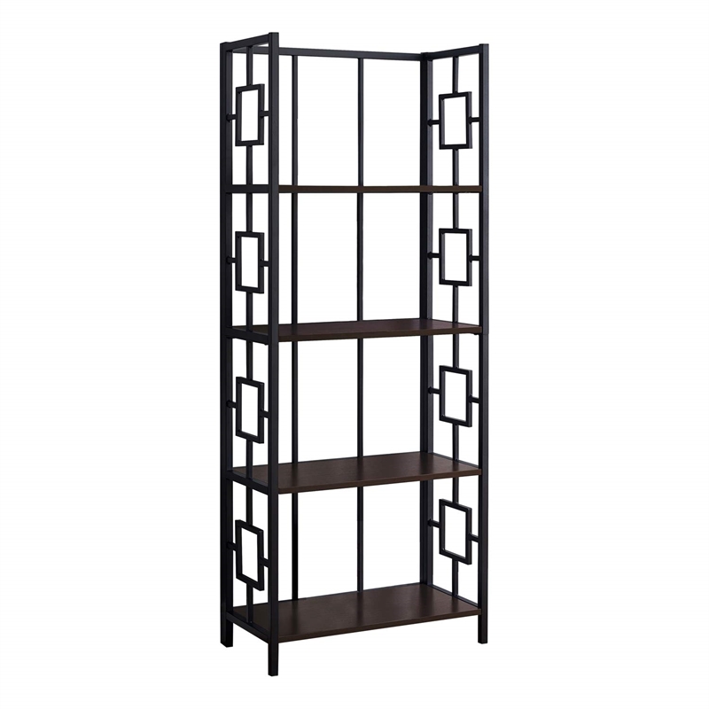 Pemberly Row Bookshelf Bookcase Etagere 4-Tier Office/Bedroom Metal Brown -Black