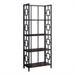Pemberly Row Bookshelf Bookcase Etagere 4-Tier Office/Bedroom Metal Brown -Black