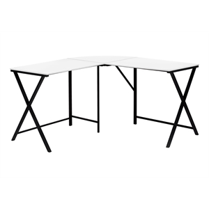 Pemberly Row Corner Computer Desk Home Office 55&quotL L-Shape Metal White