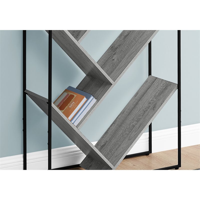 Pemberly Row Bookshelf Bookcase Etagere 3-Tier Office/Bedroom Metal Grey-Black