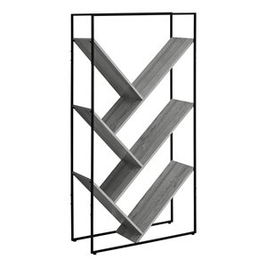 Pemberly Row Bookshelf Bookcase Etagere 3-Tier Office/Bedroom Metal Grey-Black