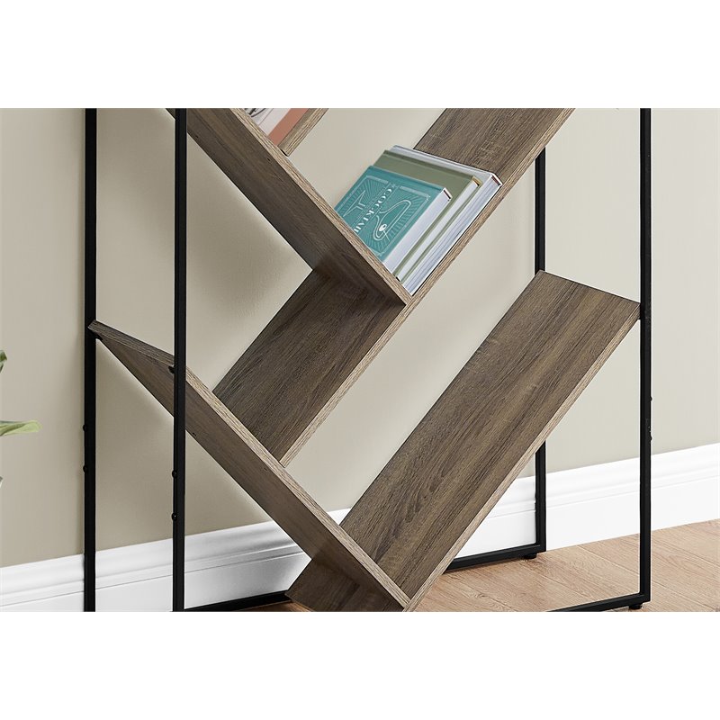 Pemberly Row Bookshelf Bookcase Etagere 3-Tier Office/Bedroom Metal Brown-Black