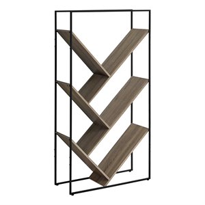 Pemberly Row Bookshelf Bookcase Etagere 3-Tier Office/Bedroom Metal Brown-Black