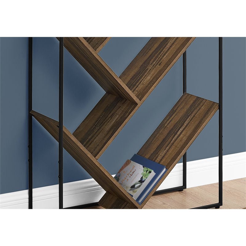 Pemberly Row Bookshelf Bookcase Etagere 3-Tier Office/Bedroom Metal Black-Brown