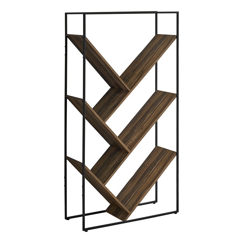 Pemberly Row Bookshelf Bookcase Etagere 3-Tier Office/Bedroom Metal Black-Brown