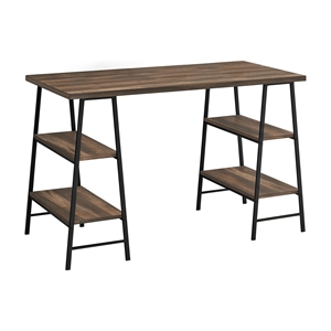 Pemberly Row Computer Desk Home Office Laptop Storage Shelves 48&quotL Metal Brown