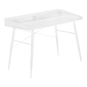 Pemberly Row Computer Desk Home Office Laptop Storage Shelves 48&quotL Metal White