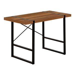 Pemberly Row Computer Desk Home Office Laptop 48&quotL Metal Laminate Walnut Black