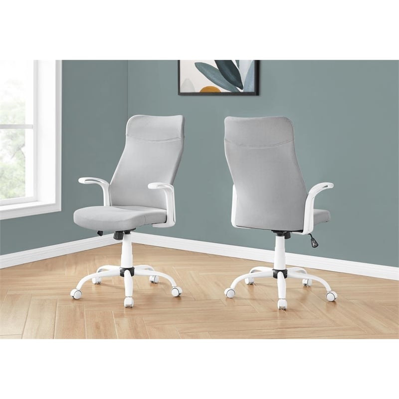 Pemberly Row Office Chair Swivel Ergonomic Armrests Computer Desk Metal White
