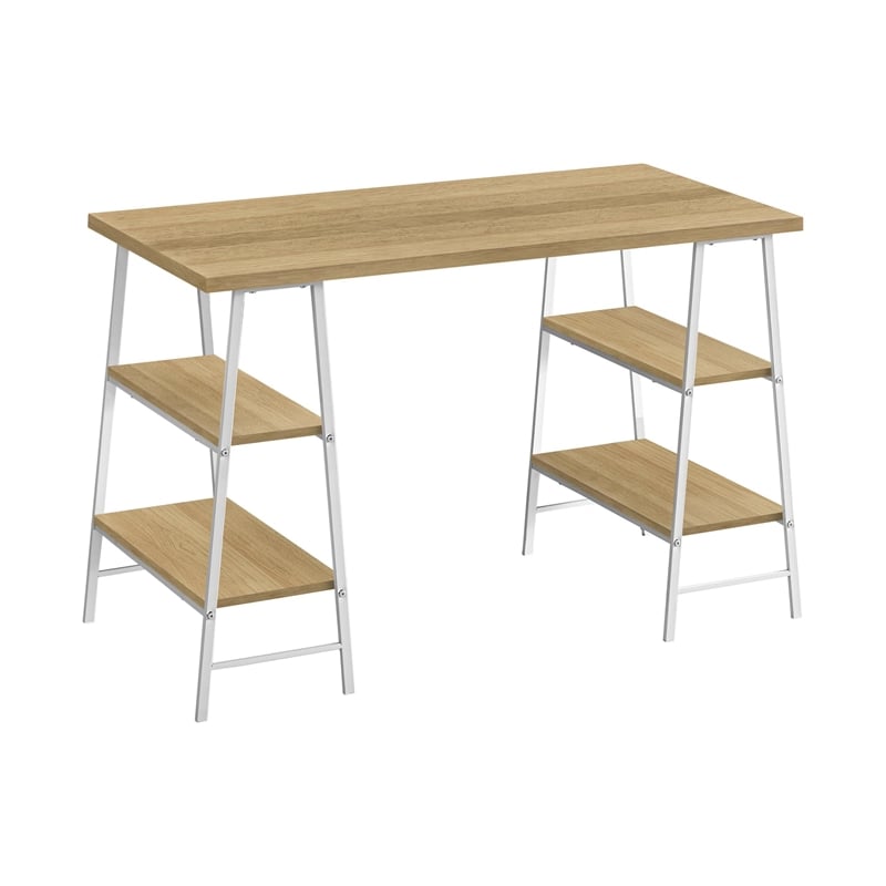 Pemberly Row Computer Desk Home Office Laptop Storage Shelves 48