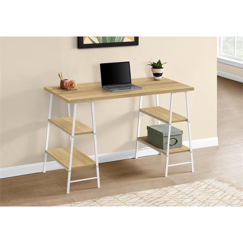 Pemberly Row Computer Desk Home Office Laptop Storage Shelves 48