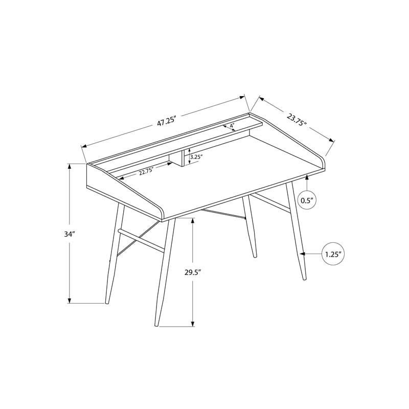 Pemberly Row Computer Desk Home Office Laptop Storage Shelves 48