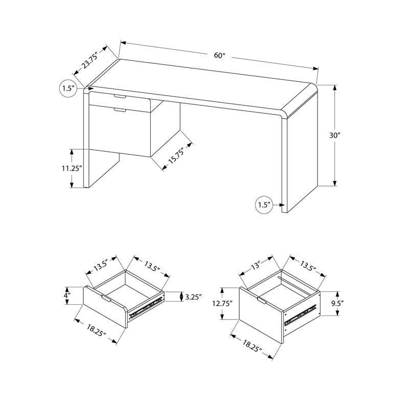 Pemberly Row Computer Desk Home Office Laptop 60