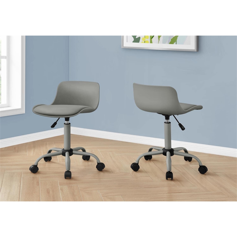 Pemberly Row Office Chair Swivel Ergonomic Computer Desk Juvenile Metal Grey