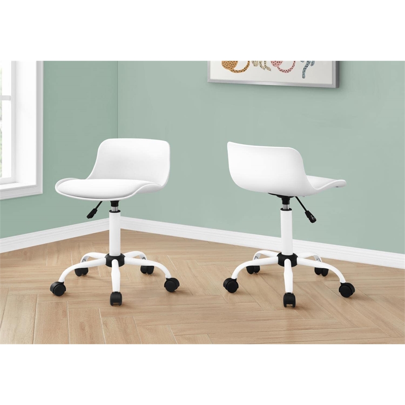 Pemberly Row Juvenile Metal Swivel Ergonomic Office Chair in White