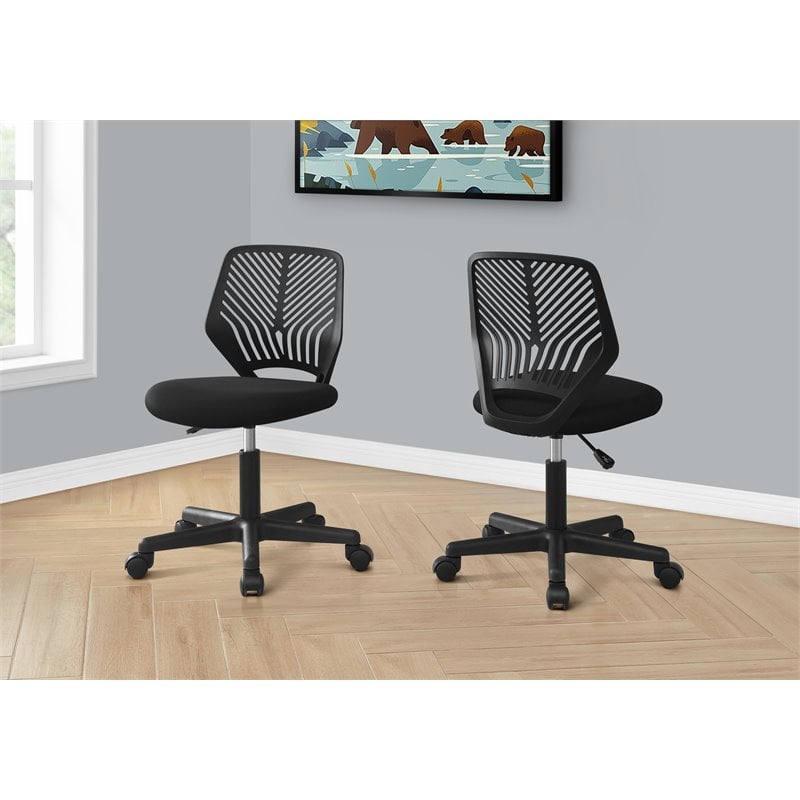Pemberly Row Juvenile Metal Swivel Ergonomic Office Chair in Black