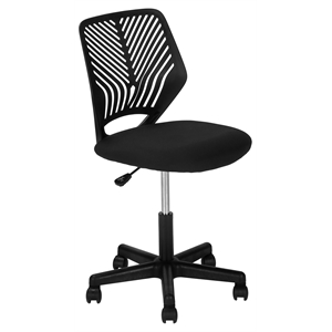 Pemberly Row Juvenile Metal Swivel Ergonomic Office Chair in Black