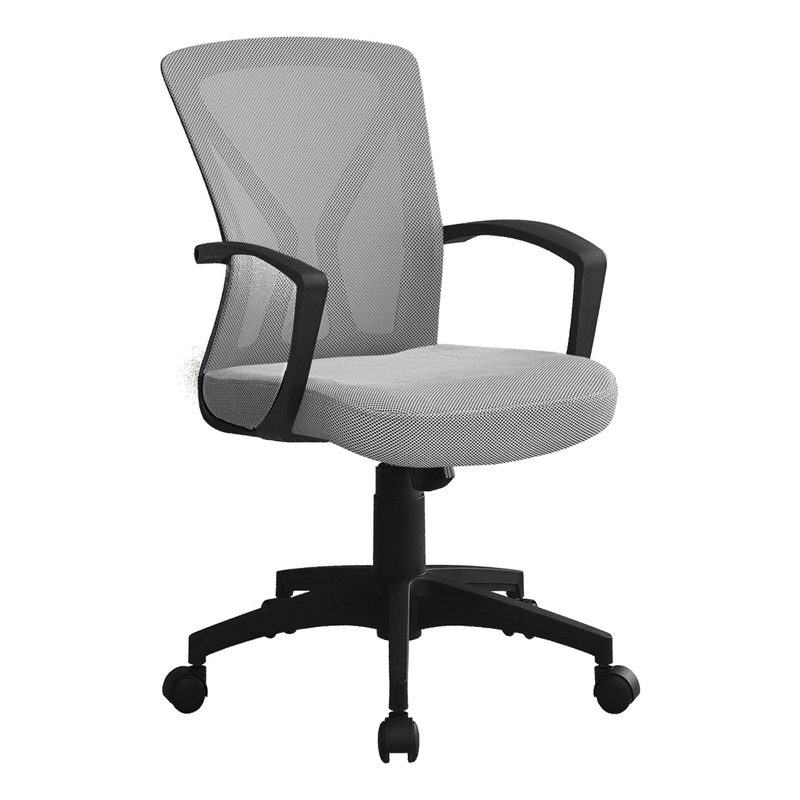 Pemberly Row Office Chair Swivel Ergonomic Armrests Computer Desk Metal Grey