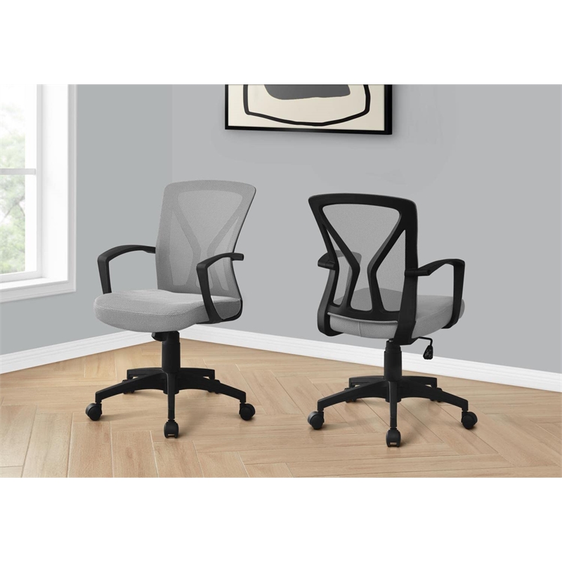 Pemberly Row Office Chair Swivel Ergonomic Armrests Computer Desk Metal Grey