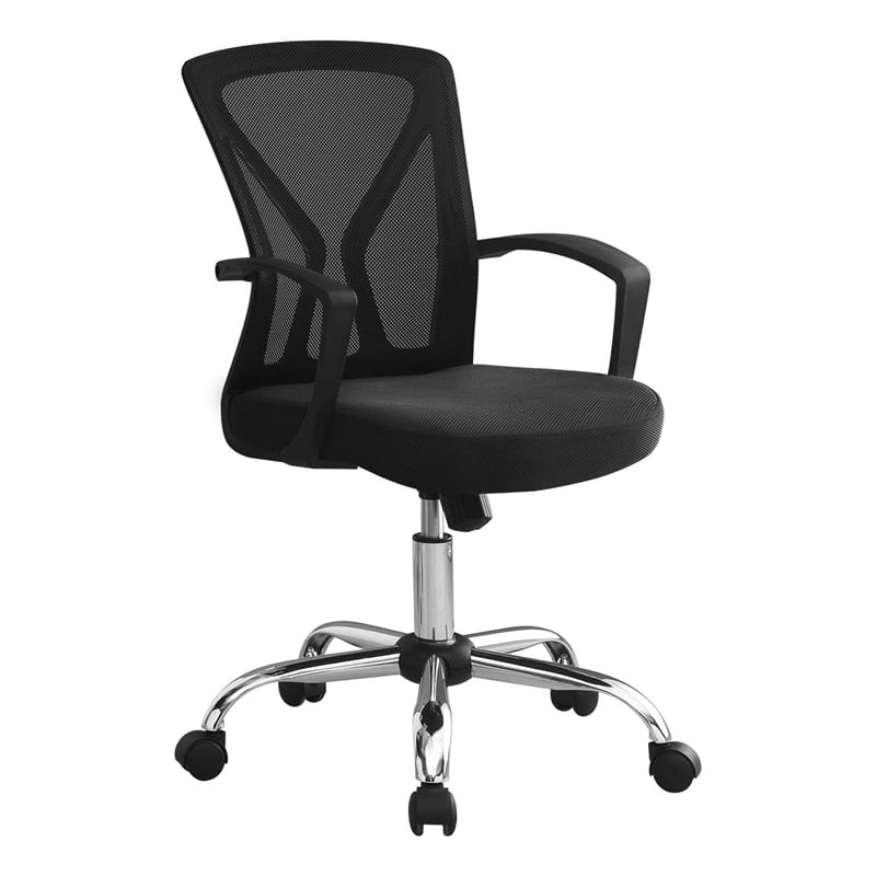 Pemberly Row Office Chair Swivel Ergonomic Armrests Computer Desk Metal Black
