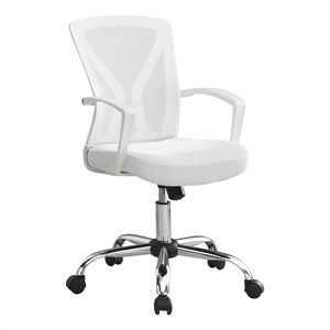 Pemberly Row Office Chair Swivel Ergonomic Armrests Computer Desk Metal White