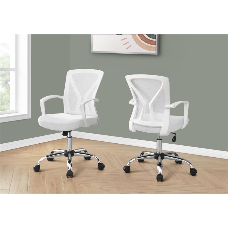 Pemberly Row Office Chair Swivel Ergonomic Armrests Computer Desk Metal White