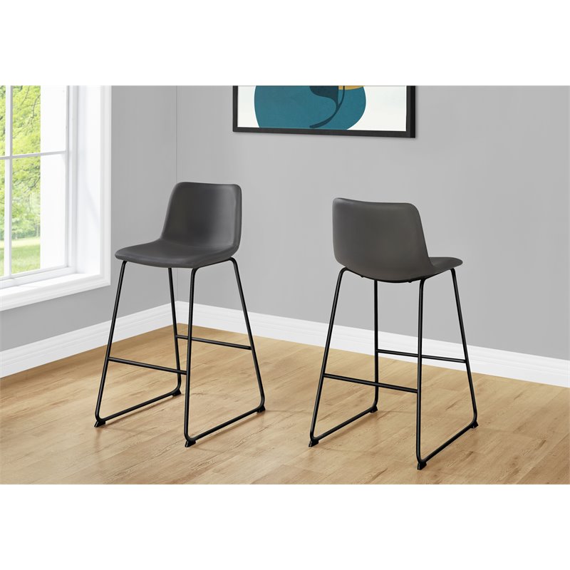Pemberly Row Office Chair Bar Height Standing Computer Desk PU Leather Grey